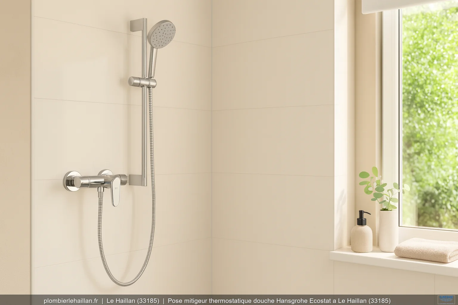 Pose mitigeur thermostatique douche Hansgrohe Ecostat a Le Haillan (33185)