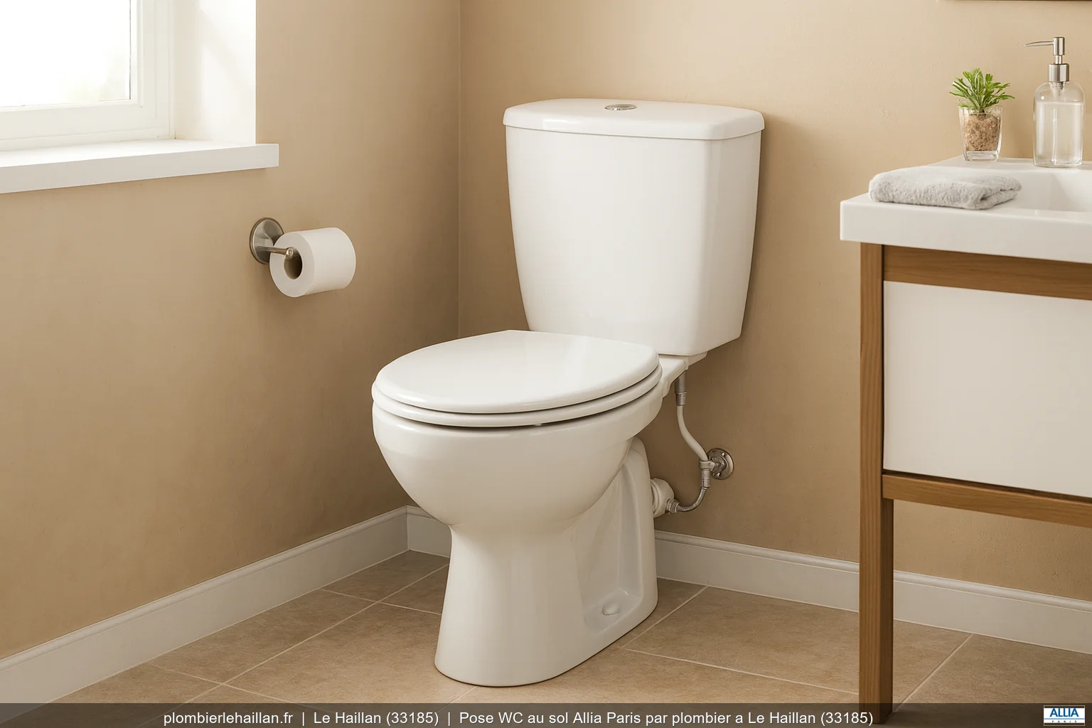 Pose WC au sol Allia Paris par plombier a Le Haillan (33185)