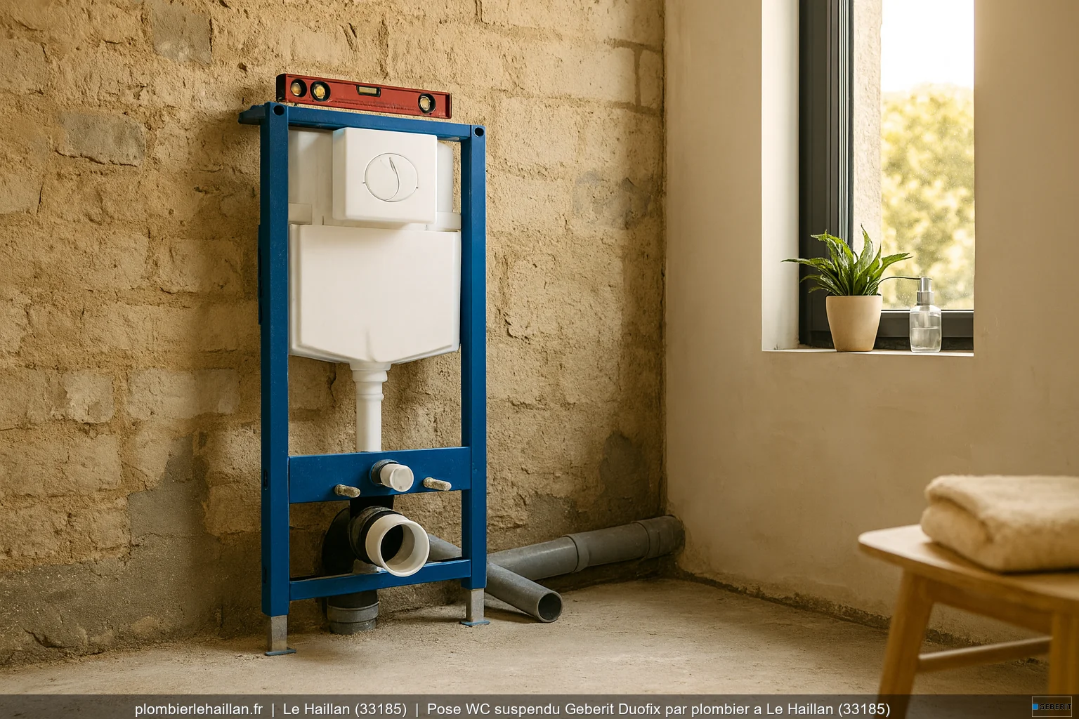 Pose WC suspendu Geberit Duofix par plombier a Le Haillan (33185)